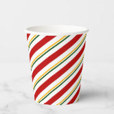 Festive Red and Green Candy Cane Striped Christmas Paper Cups