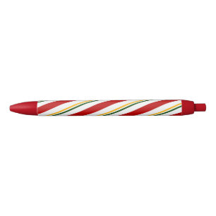 Red Green & Gold Candy Cane Stripes Christmas Pen