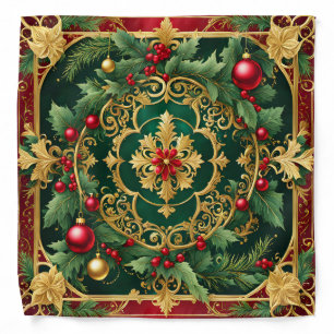 Red Green Gold Christmas Holiday Bandana