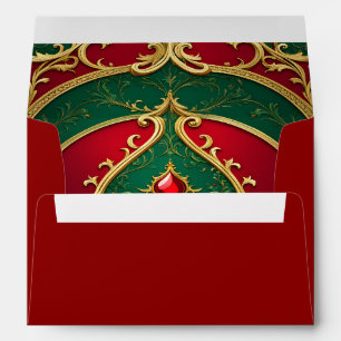 Red Green Gold Christmas Holiday Envelope