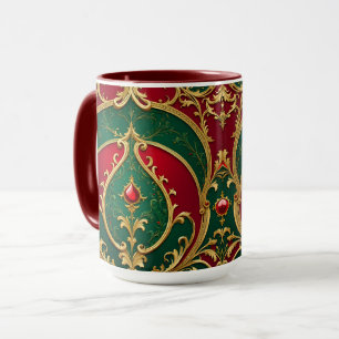 Red Green Gold Christmas Holiday Mug