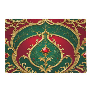 Red Green Gold Christmas Holiday Paper Placemat