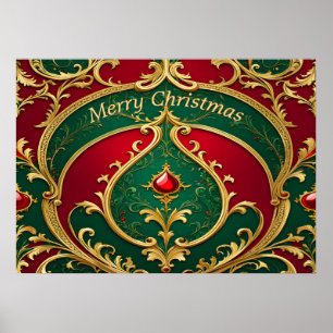 Red Green Gold Christmas Holiday Poster