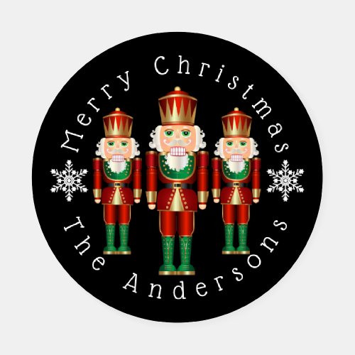 Red Green Gold Christmas Nutcrackers Personalize C Coaster Set