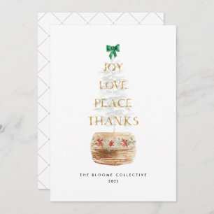  Red Green Gold Christmas Tree Typography Simple Holiday Card
