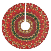 Red Green Gold Decorative Tree Skirt