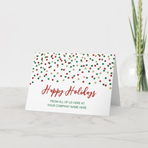 Red Green Gold Glitter Corporate Christmas Holiday Card