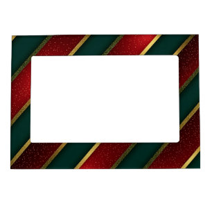 RED GREEN & GOLD HOLIDAY CHRISTMAS STRIPS MAGNETIC FRAME