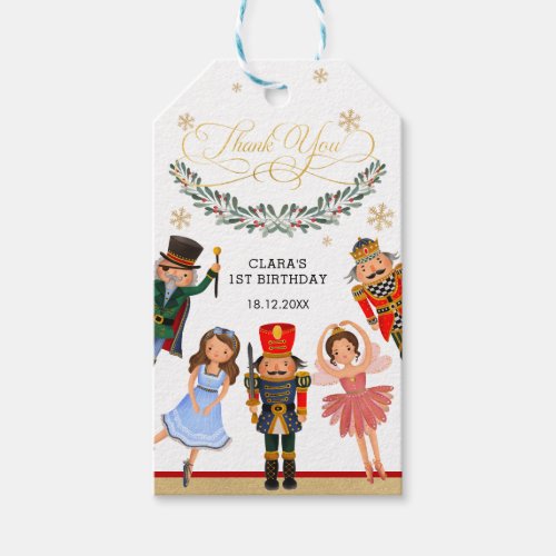 Red Green Gold Nutcracker Birthday Party Favor Gift Tags