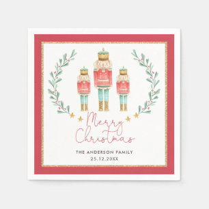 Red Green Gold Nutcracker Christmas Holiday Party Napkins