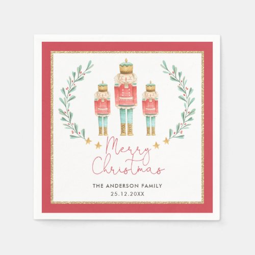 Red Green Gold Nutcracker Christmas Holiday Party Napkins