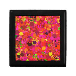 Red Green Gold & Pink Dots Pattern Jewelry Box