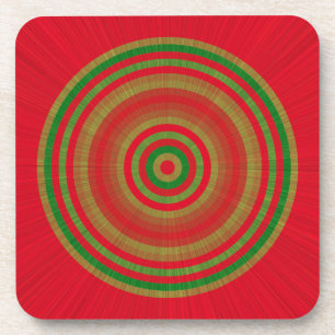 Red Green Gold Rings Beverage Coaster