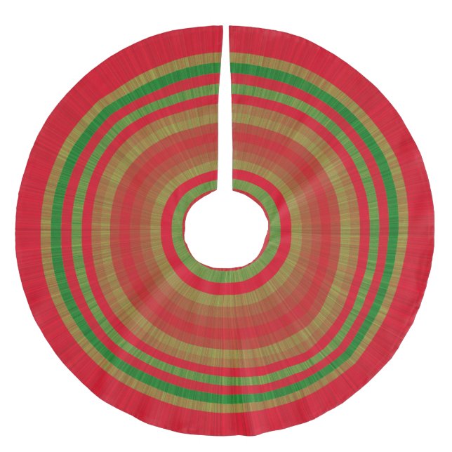 Red Green Gold Rings Brushed Polyester Tree Skirt (Front)