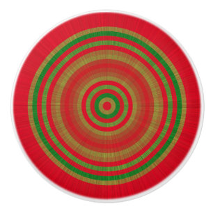 Red Green Gold Rings Ceramic Knob