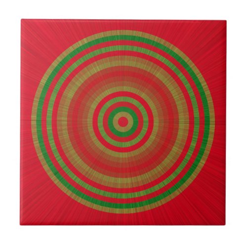 Red Green Gold Rings Ceramic Tile