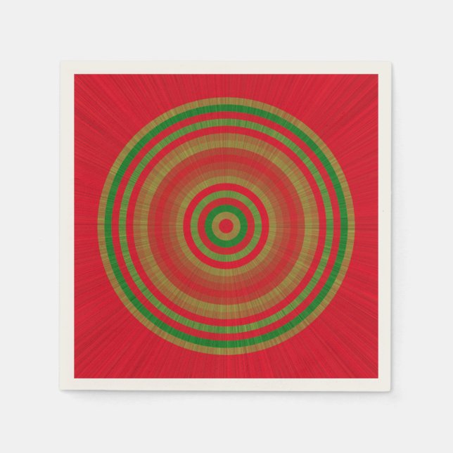 Red Green Gold Rings Napkins (Front)