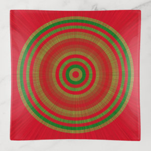 Red Green Gold Rings Trinket Tray