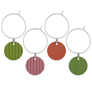 RED GREEN GOLD SILVER HOLIDAY STRIPES WINE CHARM