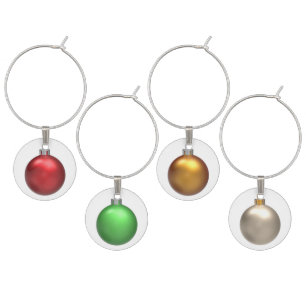 Red Green Gold Sivler Christmas Balls Wine Charms