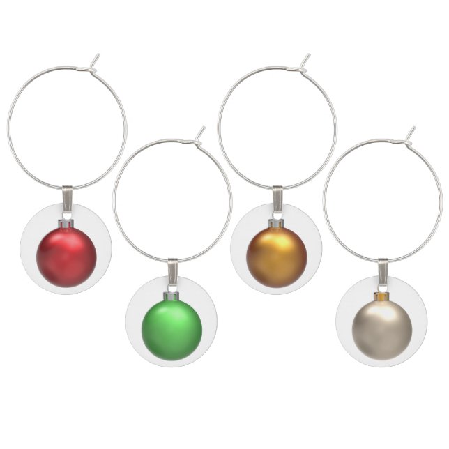 Red Green Gold Sivler Christmas Balls Wine Charms (Staggered)