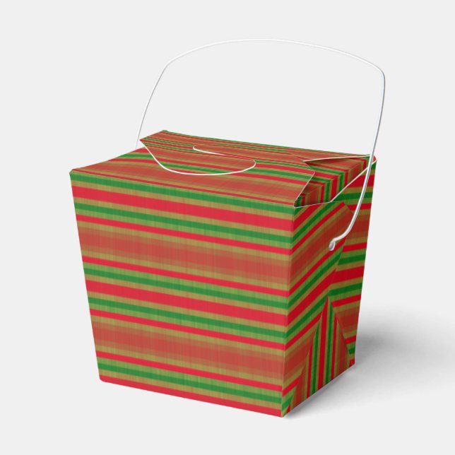 Red Green Gold Stripes Favor Boxes (Front Side)