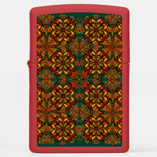 Red Green  Gold Tapestry Pattern for Christmas Zippo Lighter