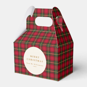 Red Green Gold Tartan Plaid Merry Christmas Family Favor Boxes