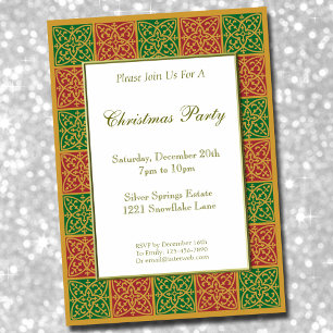Red Green Golds Elegant Editable Christmas 5x7 Invitation