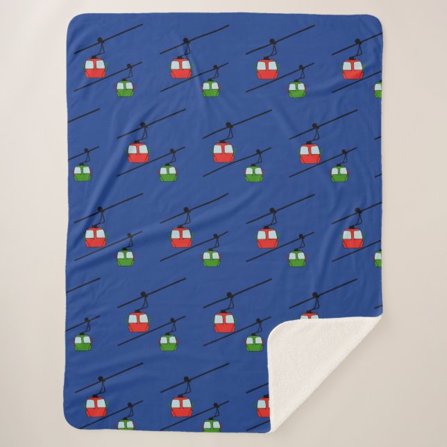Red & green gondolas on blue  sherpa blanket (Front)