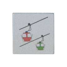 Red & green gondolas on stone magnet