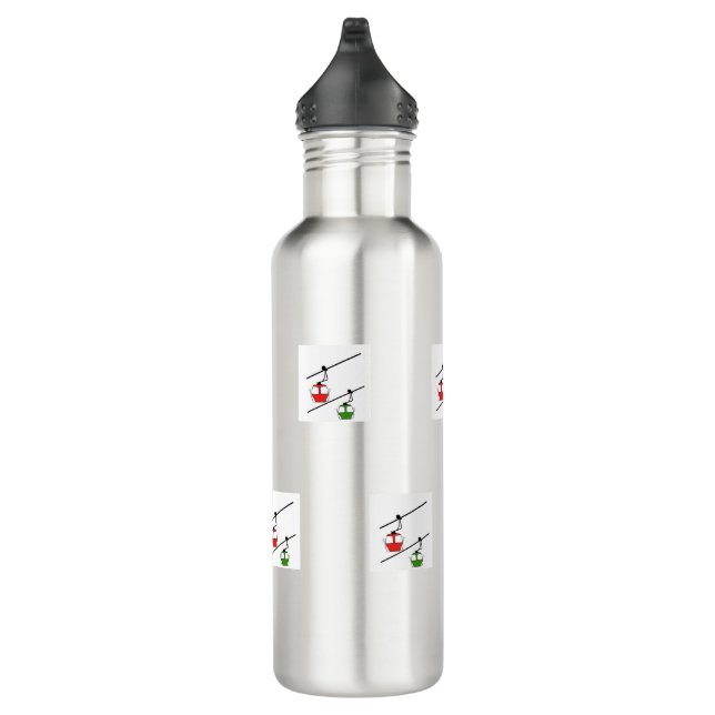 Red & green gondolas on water bottle (Right)