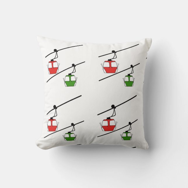 Red & green gondolas throw pillow (Front)