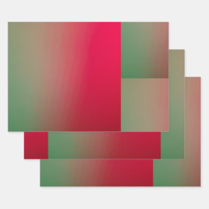 red & green gradient squares wrapping paper sheets