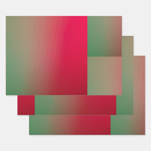 red & green gradient squares wrapping paper sheets (Set)