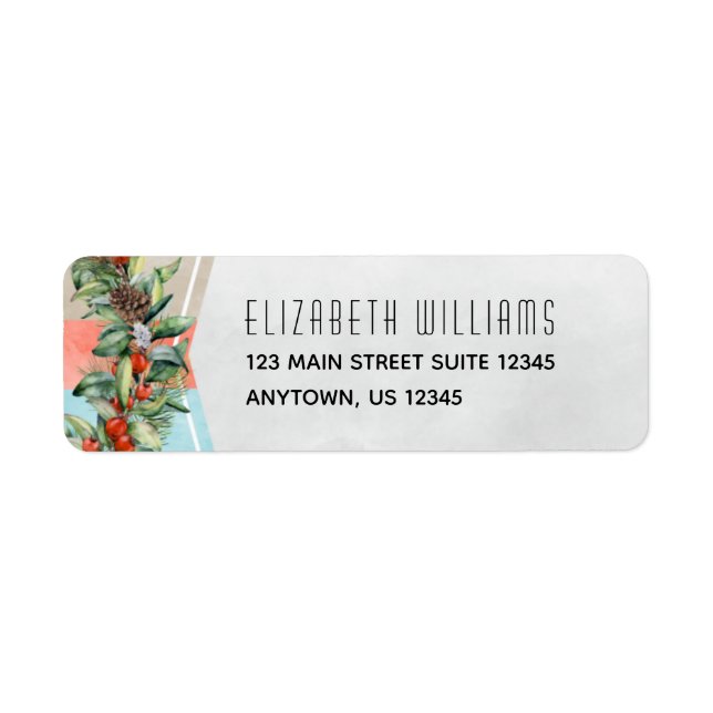 Red Green Gray Christmas Return Address Label (Front)