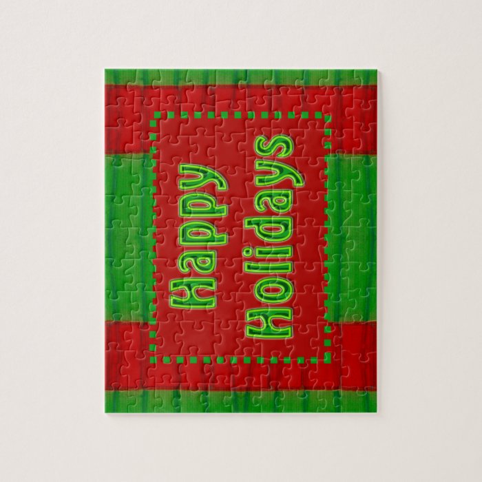 red green Happy Holidays Jigsaw Puzzle