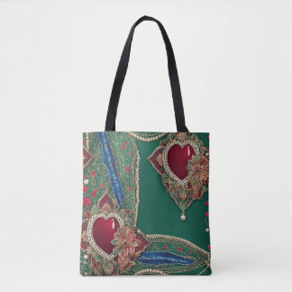 Red & green hearts AI art  Tote Bag