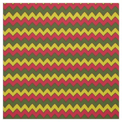 Red Green Hippie Chevron ZigZag Boho Pattern Fabric