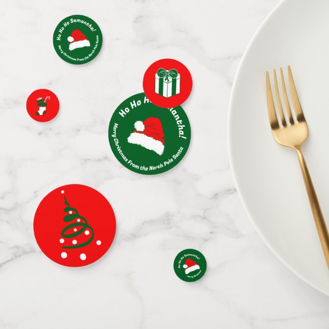 Red Green Ho ho ho Santa Merry Christmas Set Confetti (Group)