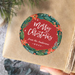 Red Green Holiday Festive Merry Christmas Script Classic Round Sticker<br><div class="desc">This festive design boasts the classic "Merry Christmas" script in vibrant red and green,  creating an atmosphere of holiday cheer. Perfect for adding a pop of color to your holiday favors,  gift packaging,  or Christmas cards.</div>