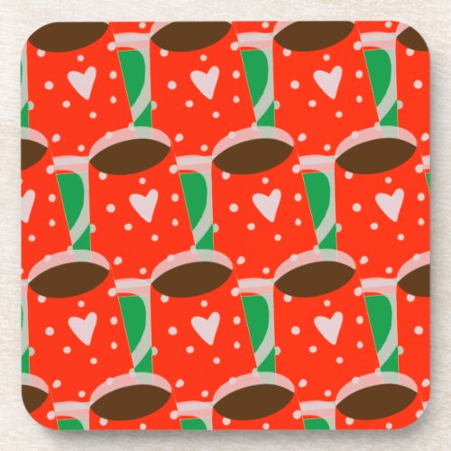 Red  Green Holiday Gift Hard plastic coaster