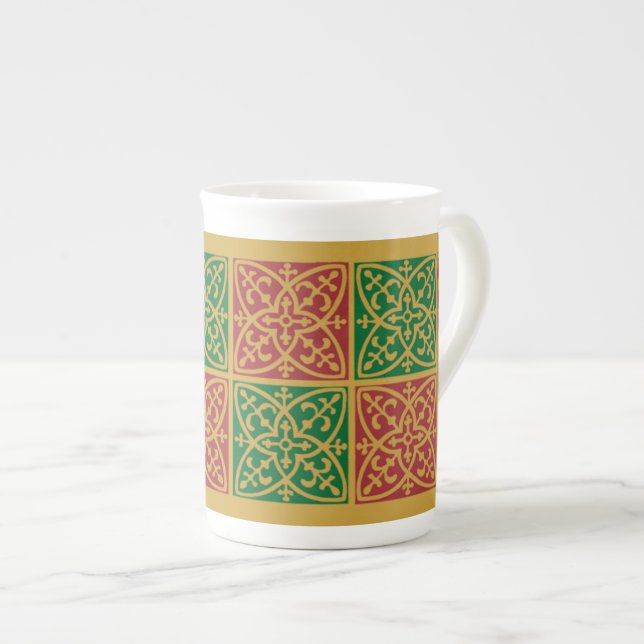 Red Green Holiday Gothic Bone China Mug (Front Right)
