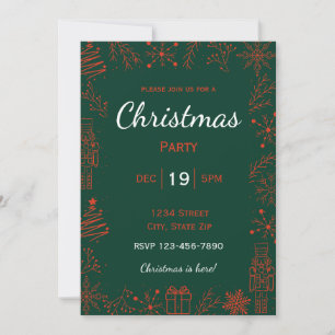 Red & Green Holiday Invitation Modern Glam Xmas