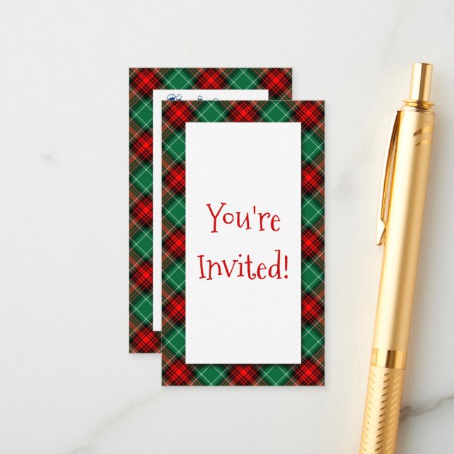 Red Green Holiday Party Invitation Business Card (Front/Back In Situ)