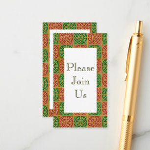 Red Green Holiday Pattern Invitation Business Card