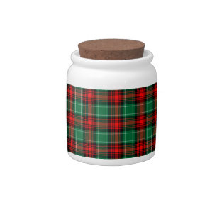 Red Green Holiday Plaid Candy Jar