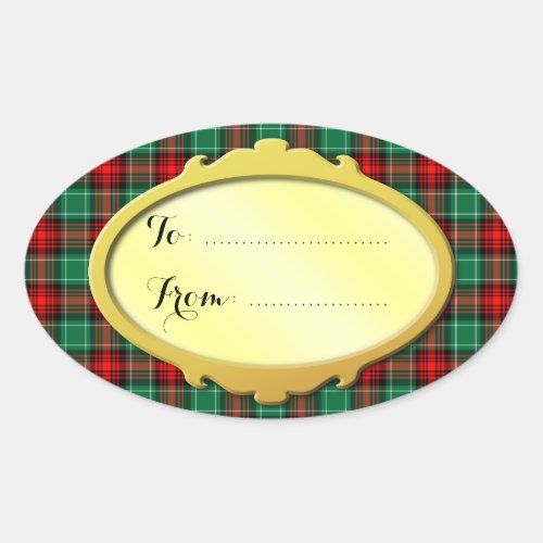 Red Green Holiday Plaid Custom Gift Tag Stickers