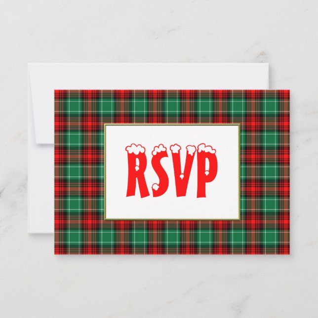 Red Green Holiday Plaid Custom Holiday RSVP (Front)