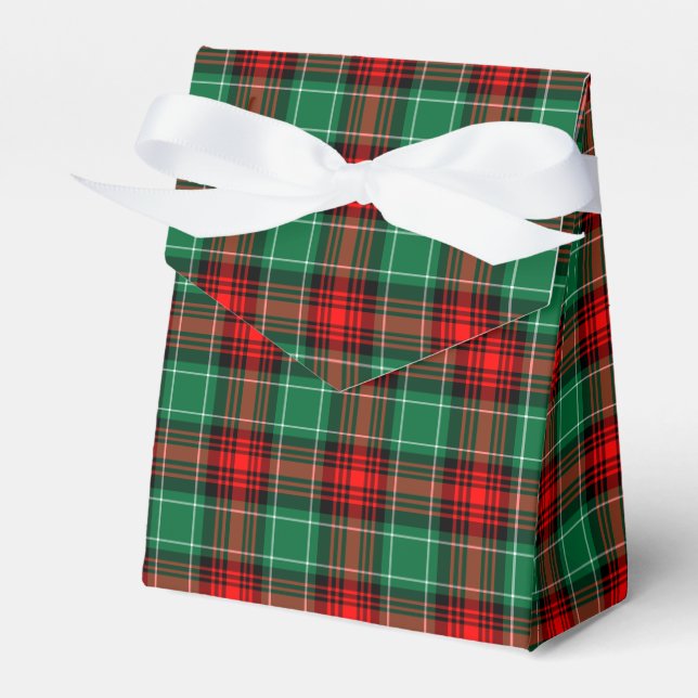 Red Green Holiday Plaid Party Favor Box (Front Side)
